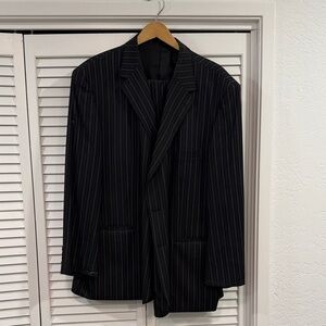 Classic Black Pinstripe Men's Blazer